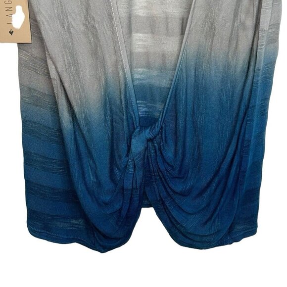 LANGUAGE LA WOMEN TWIST‎ BACK PULLOVER SKY BLUE GREY OMBRE TANK TOP MEDIUM NEW - Picture 3 of 10